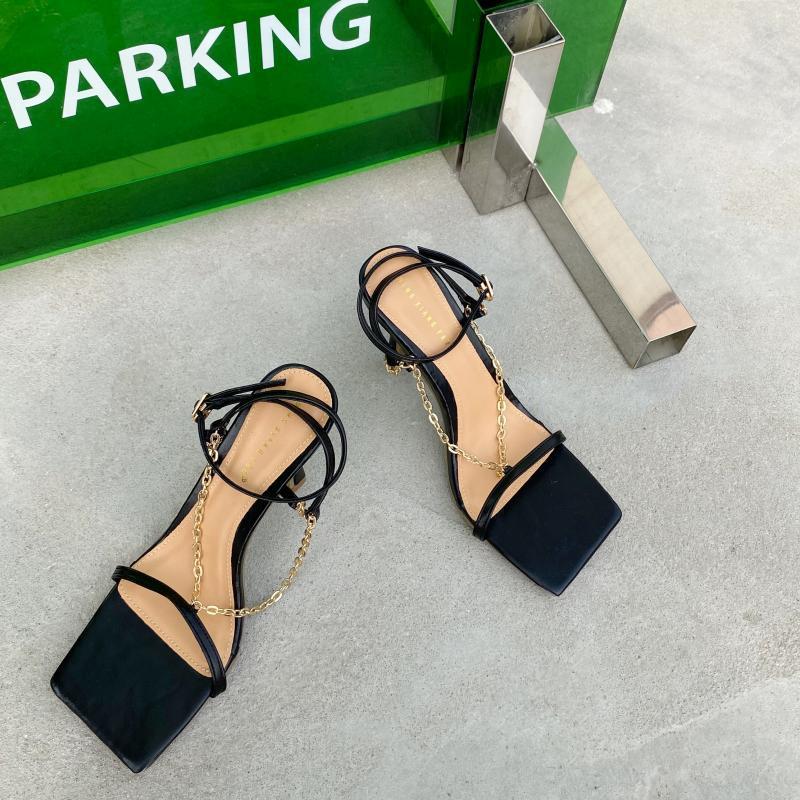 Square Toe  Toe Thin Strap Roman High Heels