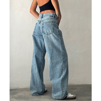 Diana – Retro Low Waist Washed Straight Jeans