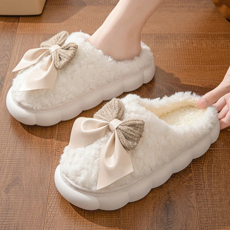 Anne – Cozy Plush Slippers with Bow