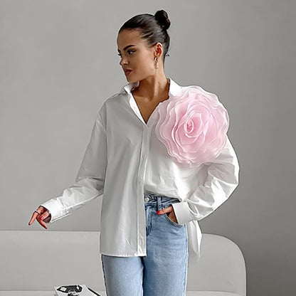 Clara – Mesh Bow Tie Shirt with Polo Collar