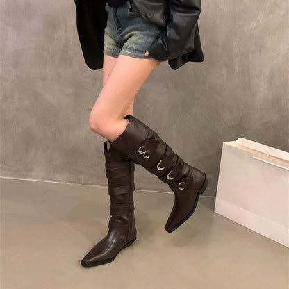 Melissa – Chunky Heel Pointed Brown Boots