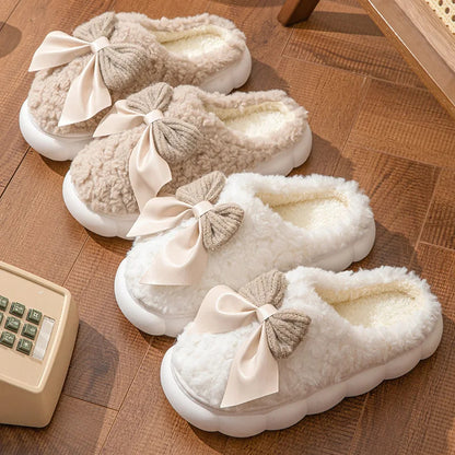 Anne – Cozy Plush Slippers with Bow