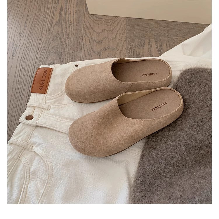 Victoria – Vegan Leather Slip-on Slippers with Thick Sole