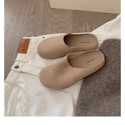 Victoria – Vegan Leather Slip-on Slippers with Thick Sole