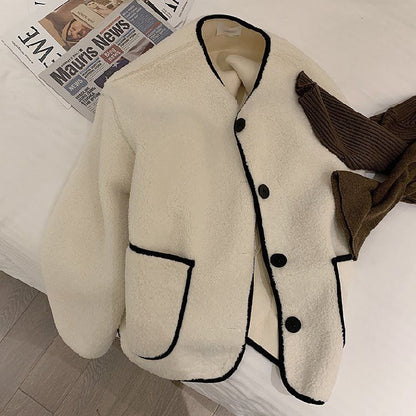 Rose – Khaki Round Neck Vegan Wool Coat