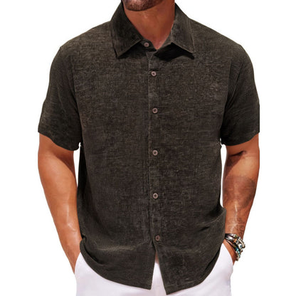 Kenny – Gold Velvet Casual Short Sleeve Shirt