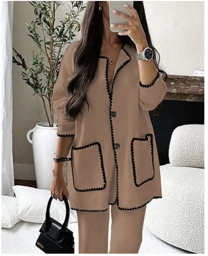 Women's Suit Fashion Casual Loose Solid Color Two-piece Set