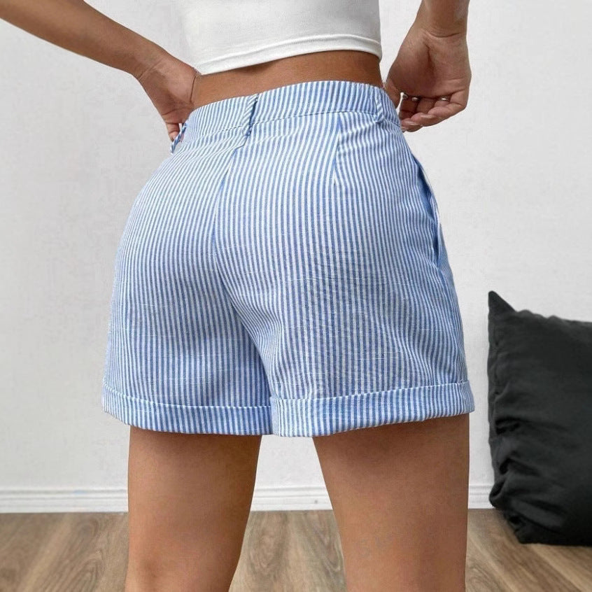 Sandra – Women's Fashion Striped Pocket Shorts