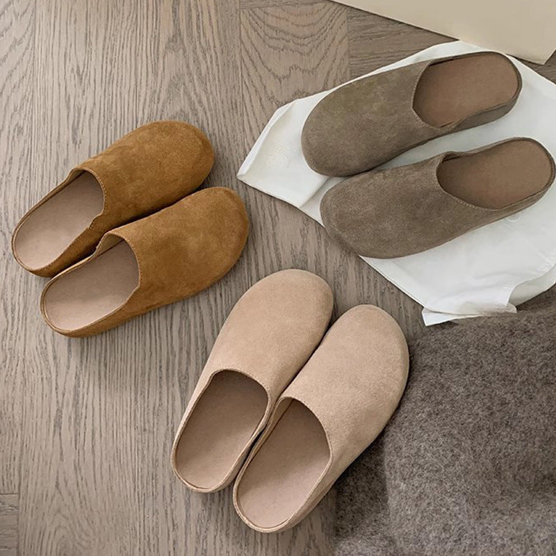 Victoria – Vegan Leather Slip-on Slippers with Thick Sole