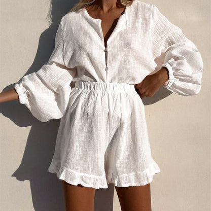 Abigail – Cotton Two-piece Set with Lantern Sleeves