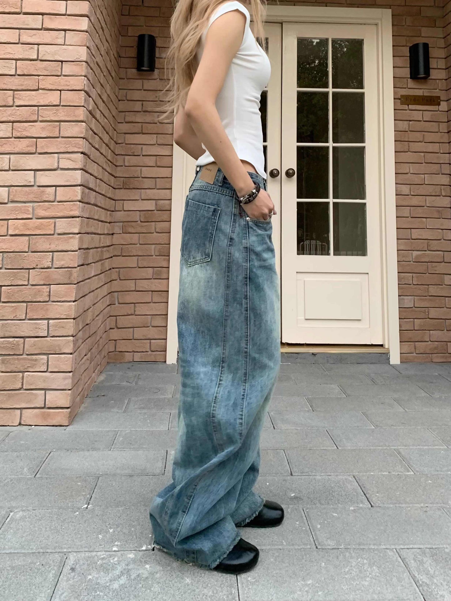Kimberley – Wide Leg Vegan Patchwork Jeans
