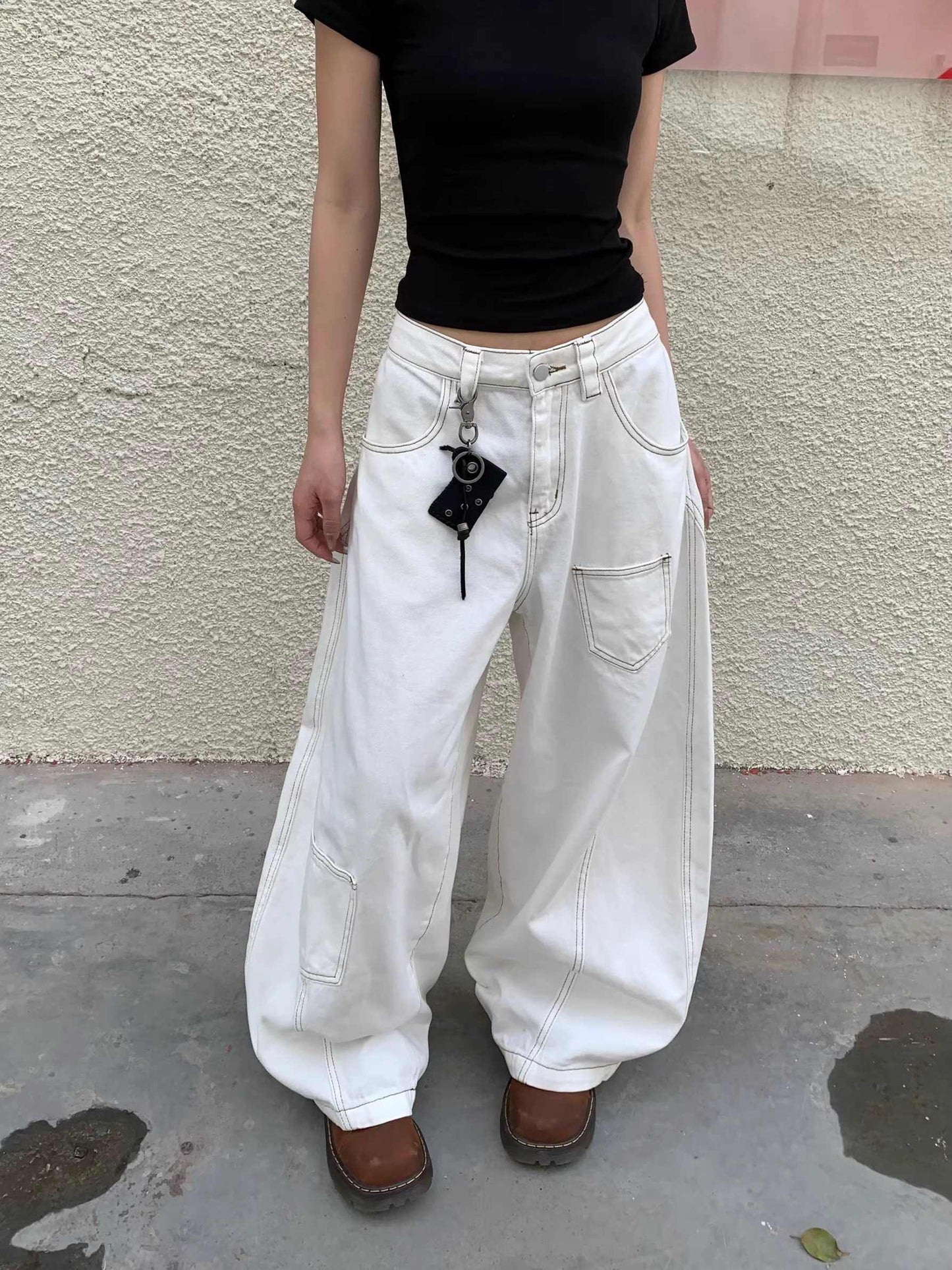 Rachel – Retro Wide-leg Jeans in White