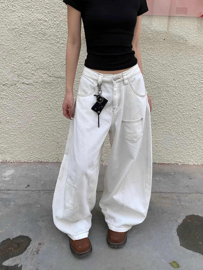 Rachel – Retro Wide-leg Jeans in White