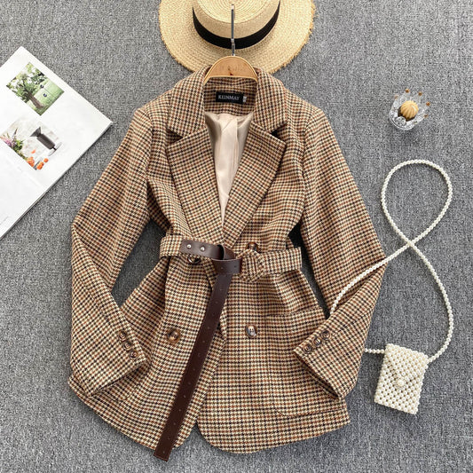 Laura – Double-breasted Plaid Blazer
