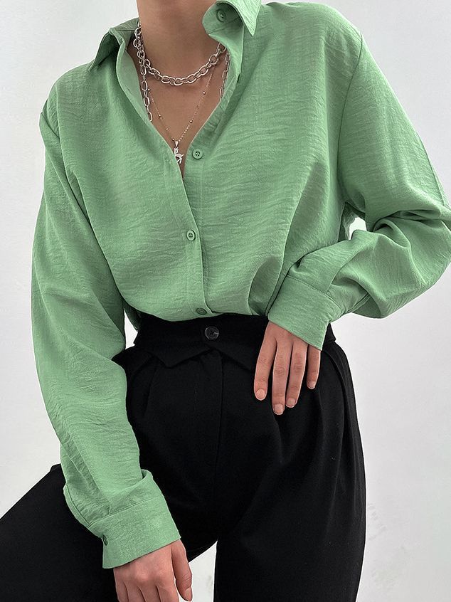 Ruth – Casual Polo Collar Pleated Shirt