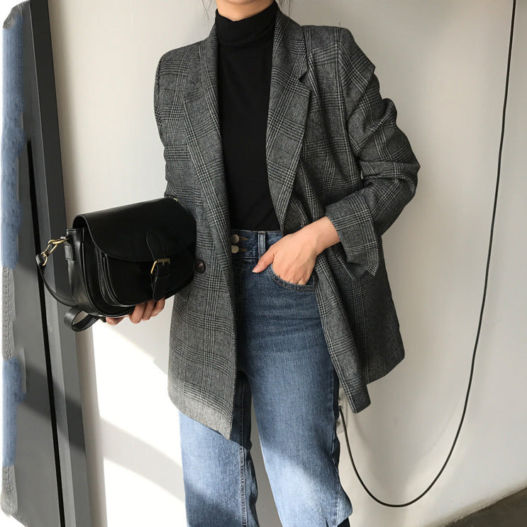 Brenda – Vintage Plaid Blazer