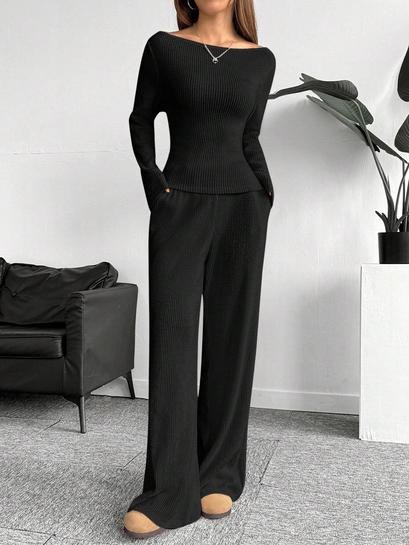 Jacqueline – Casual Long Sleeve Suit with Straight-Leg Pants