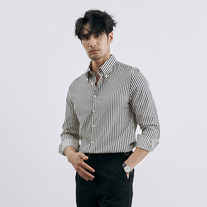 Thomas – Men's Trendy Vegan Leather Striped Cardigan