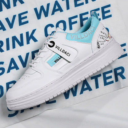 Noel – Men's Casual Sneakers in White and Blue