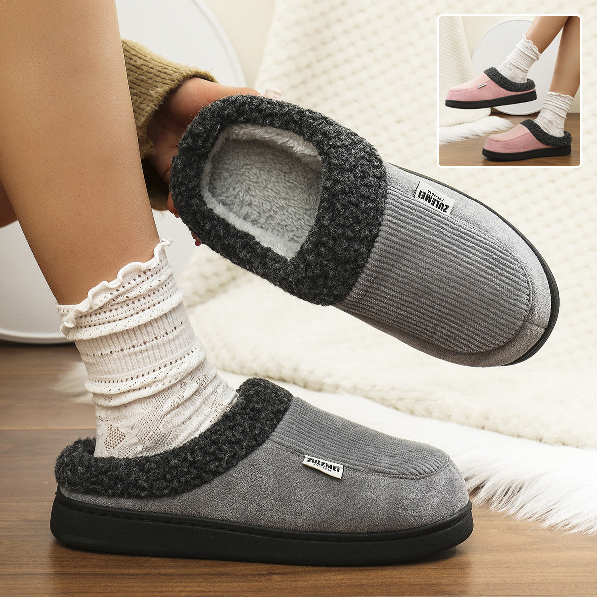 Imogen – Cozy Cotton Striped Indoor Slippers