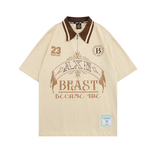 Rick – Short-Sleeved Polo Shirt with Letter Pattern