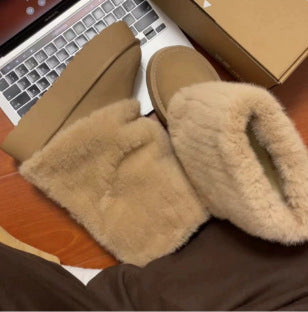 Kelly – Warm Vegan Suede Patchwork Boots