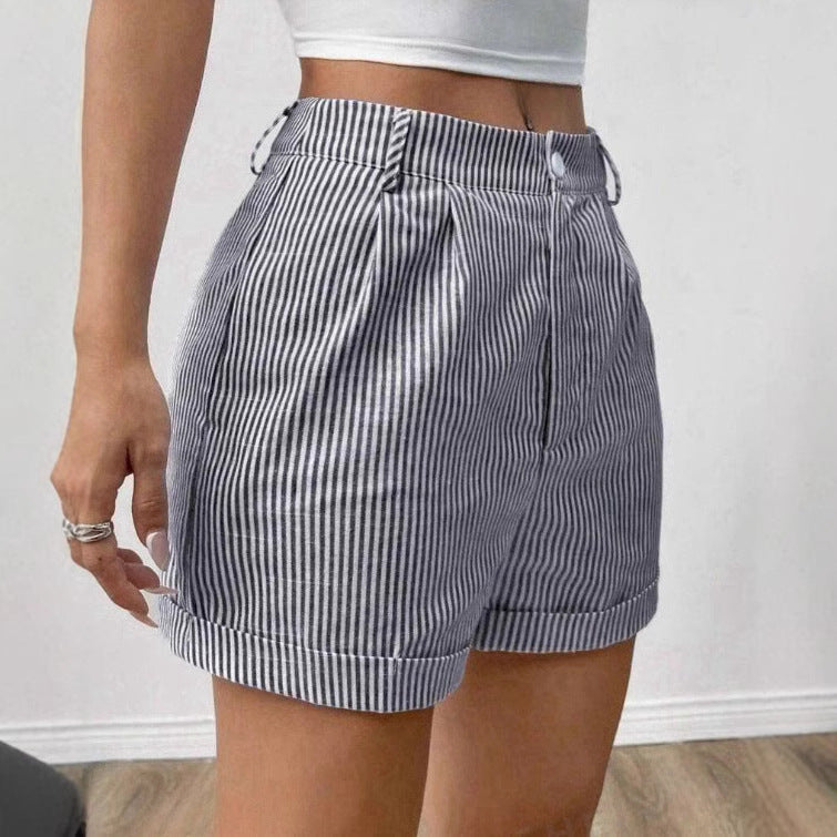 Sandra – Women's Fashion Striped Pocket Shorts
