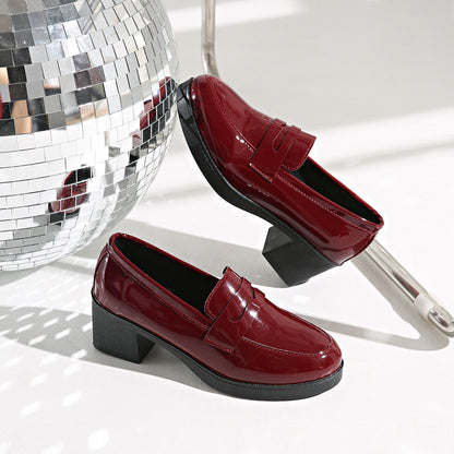 Lily – British Style Chunky Heel Platform Vegan Leather Shoes