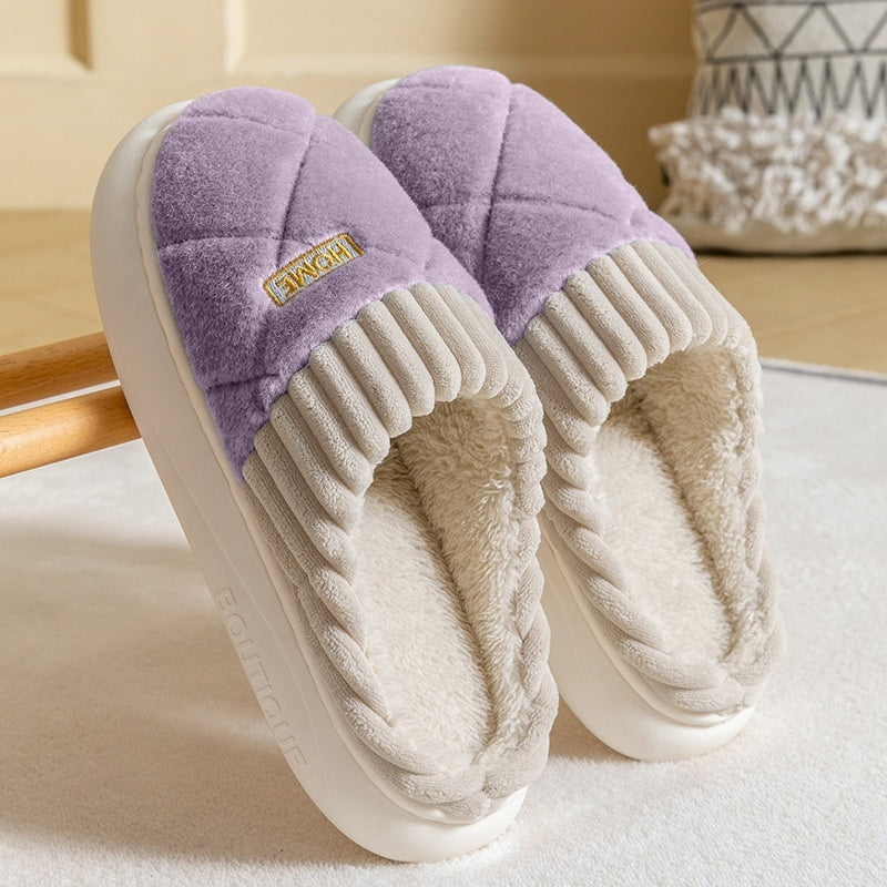 Victoria – Rhombic Stitch Plush Slippers