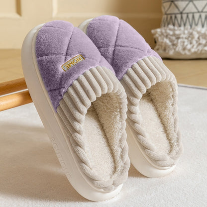 Victoria – Rhombic Stitch Plush Slippers