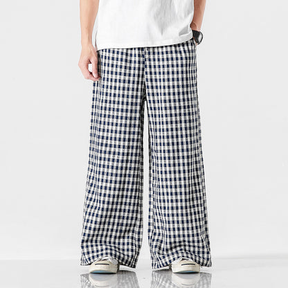Jonathon – Comfortable Cotton and Linen Plaid Pants