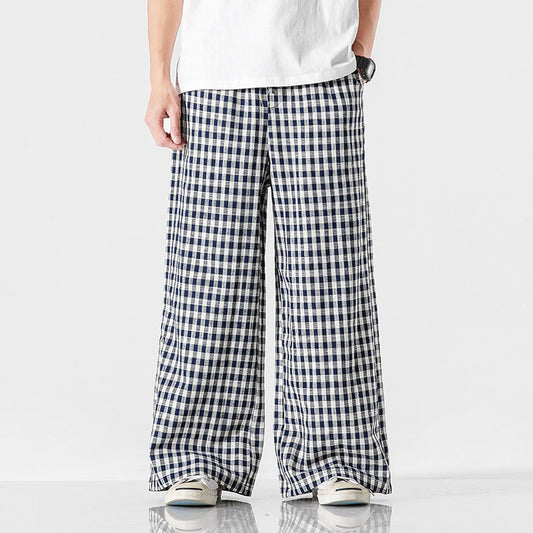 Jonathon – Comfortable Cotton and Linen Plaid Pants