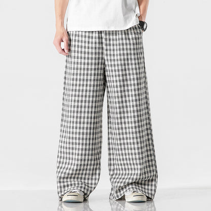 Jonathon – Comfortable Cotton and Linen Plaid Pants