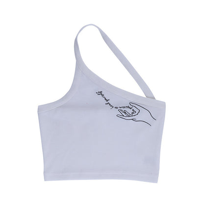 Leanne – Asymmetrical Shoulder Print Vest