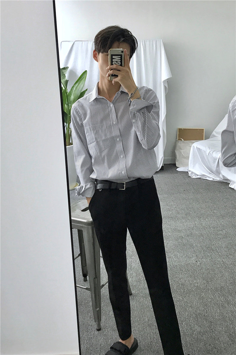 Steven – Long Sleeve Striped Business Shirt