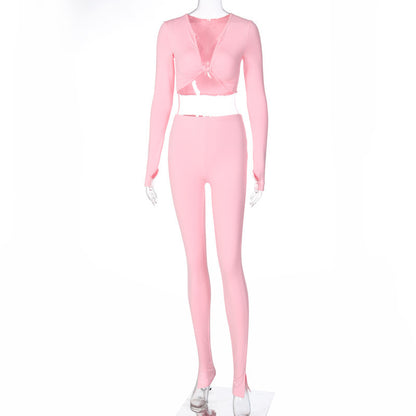 Julia – Casual Summer Two-Piece Set with Crop Top and Leggings