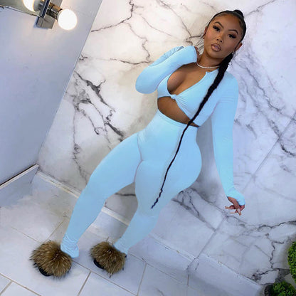 Julia – Casual Summer Two-Piece Set with Crop Top and Leggings