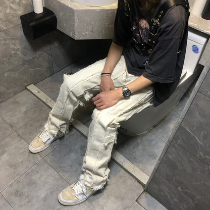 Lisa – Deconstructed Stitching Raw Edge Jeans