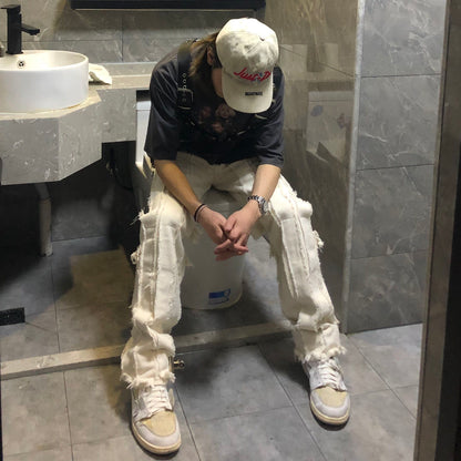 Lisa – Deconstructed Stitching Raw Edge Jeans