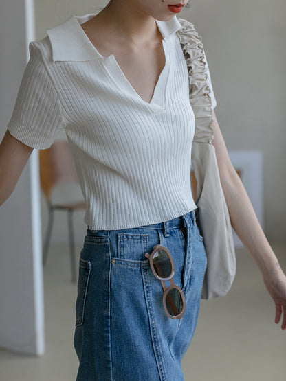 Shane – V-Neck Ice Silk Polo Sweater