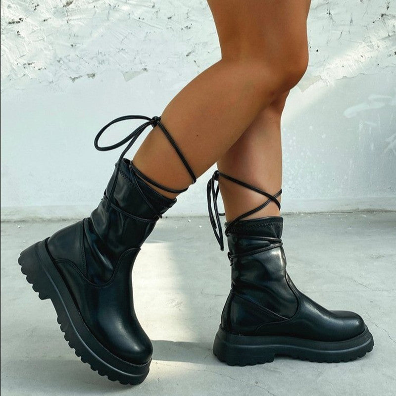 Amanda – Vegan Leather Platform Ankle Boots