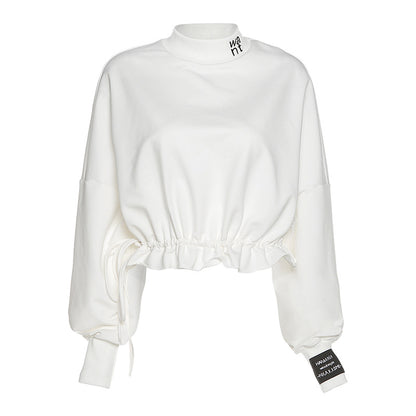 Hannah – Slim High-Neck Tunic Sweatshirt with Letter Print
