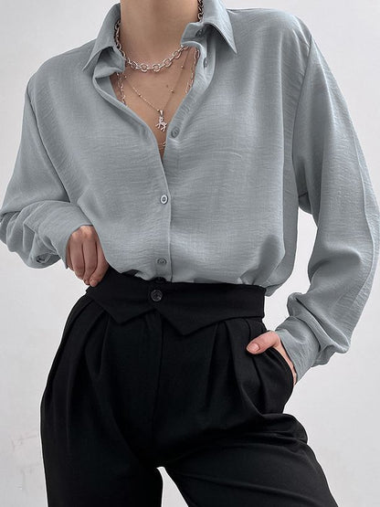 Ruth – Casual Polo Collar Pleated Shirt