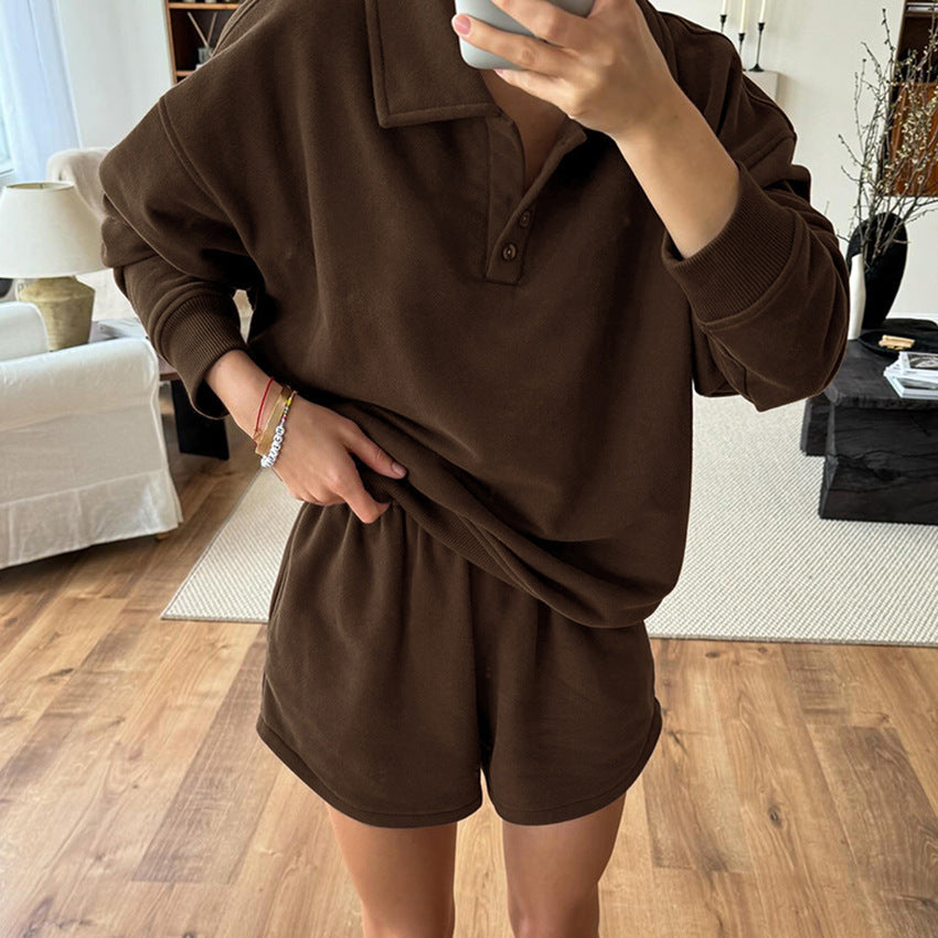 Amelia – Casual Brown Polo Shirt and Shorts Set