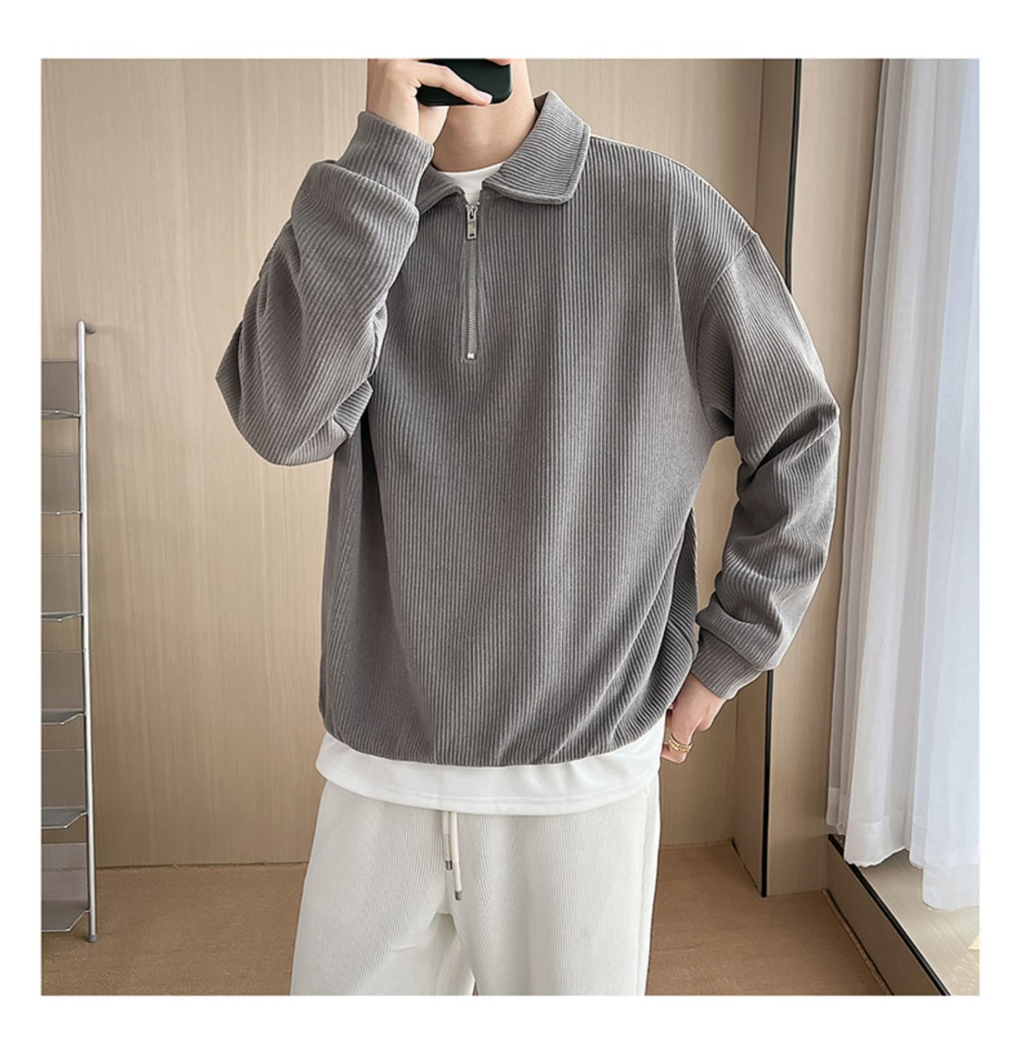 Victor – Men's Striped Polo Collar Sweater