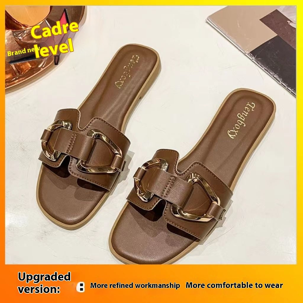 Christina – Flat Summer Slippers in Premium Vegan Leather