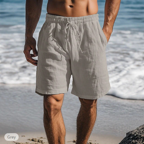 Steve – Cotton Linen Shorts with Drawstring Elastic Waist