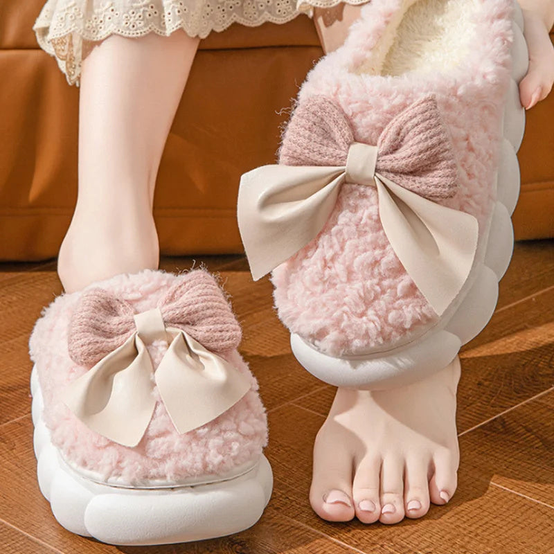 Anne – Cozy Plush Slippers with Bow