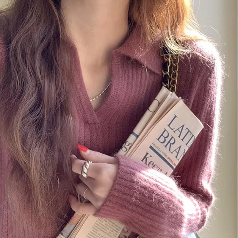 Susan – Retro Knit Polo Sweater