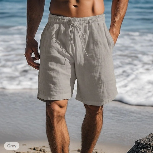 Steve – Cotton Linen Shorts with Drawstring Elastic Waist